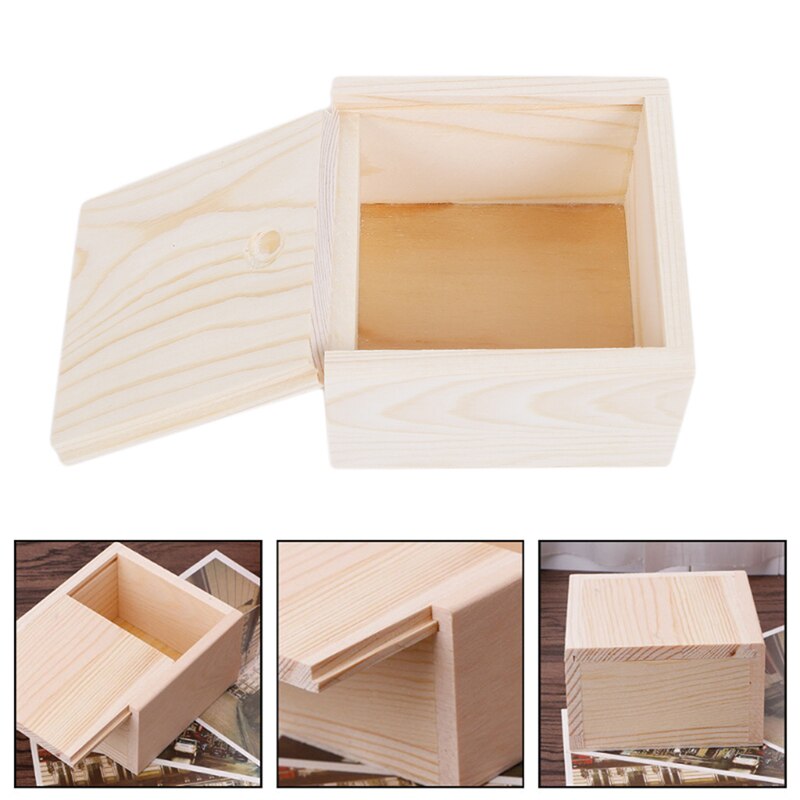 Handmade Jewelry Storage Boxes Natural Wooden Home Storage Box Wood Plain Candy Case Ring Organizer Crafts Case