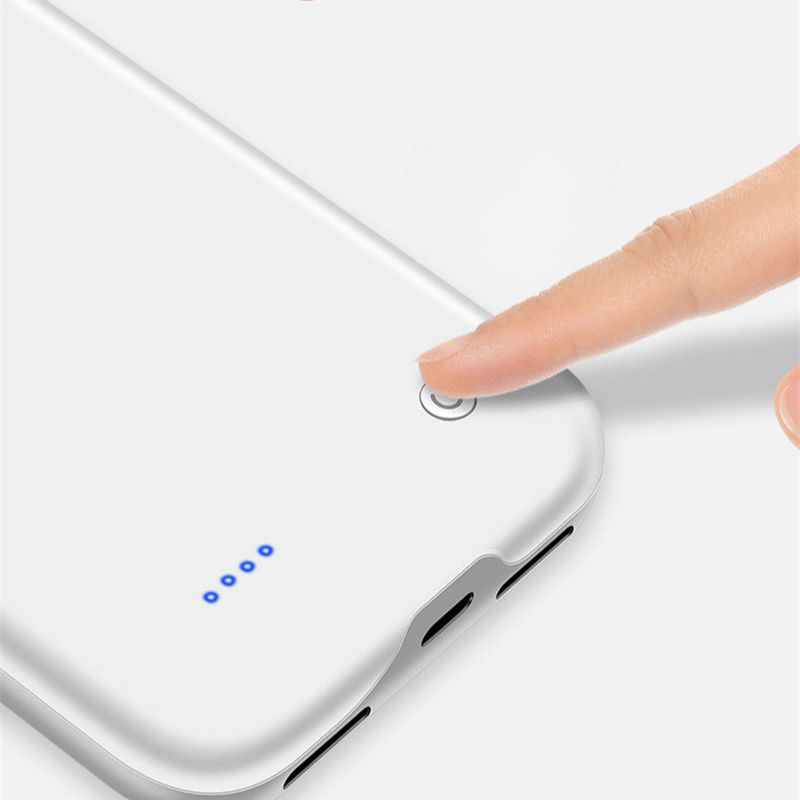 Powerbank hoesje voor iphone xs max, externe back-up oplader, 4000 mah, slank, siliconen, schokbestendig, batterijoplader hoesje