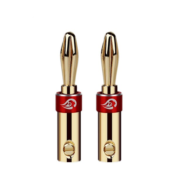 Conectores de Audio Banana estéreo HiFi, Cable de soldadura Chapado en rodio, Conector de altavoz de Audio, adaptador de Terminal de enlace, DIY, 4mm: Gold Plating Red / 10pcs