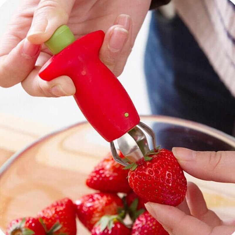 1 stk jordbærhuller frugtbladfjerner køkken og gadgets tilbehør metalstilke plaststængerfjerner køkkenredskaber: Default Title