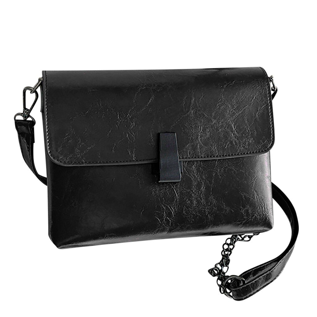 summer handbag Women's Solid Color Large Capacity Leather Shoulder Bag Messenger Bag borse da donna: Black