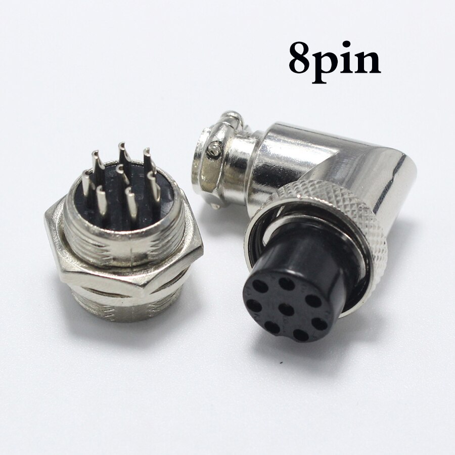 1 sæt  gx16 90 graders ret vinkel xlr 16mm albue 2 3 4 5 6 7 8 9 -benet hunstik han-chassismontering socket luftfartsstik