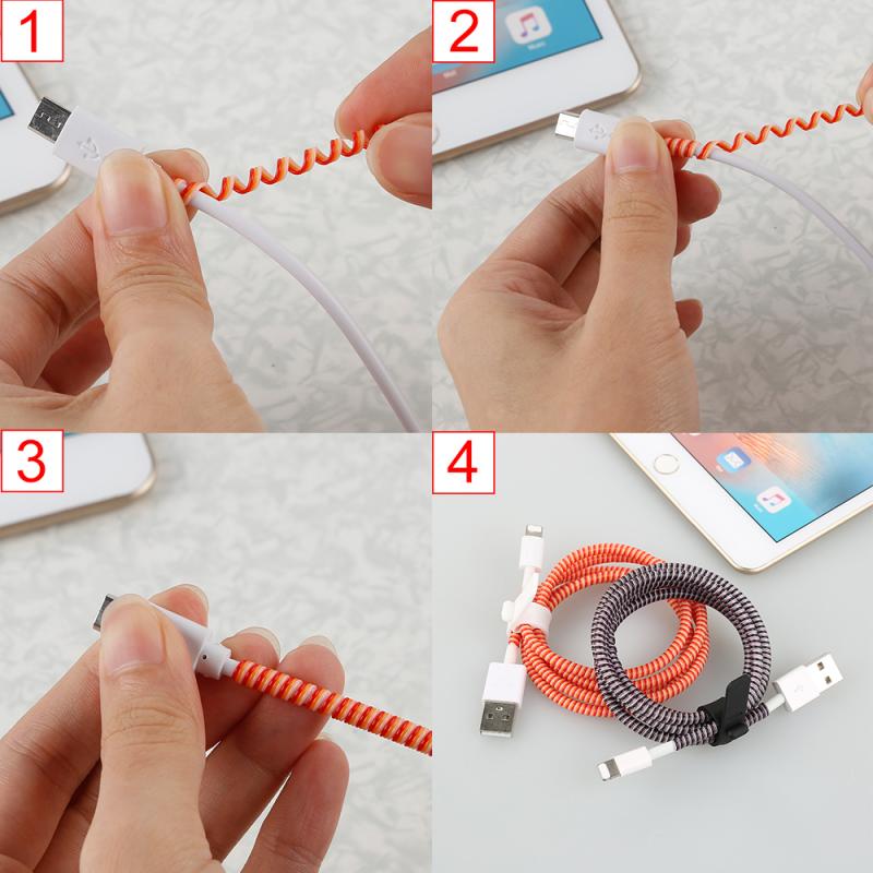 1.4M Dataline Spring Rope Twine Cable Protector Protection For Cable Data Line Protection Cable Charger Cover For IPhone Android