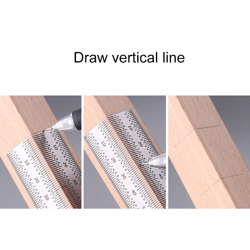 180mm Woodworking Scribing Tool Right Angle Ruler Scale Hole Marking Gauge Vertical Line Marker Scriber Tool
