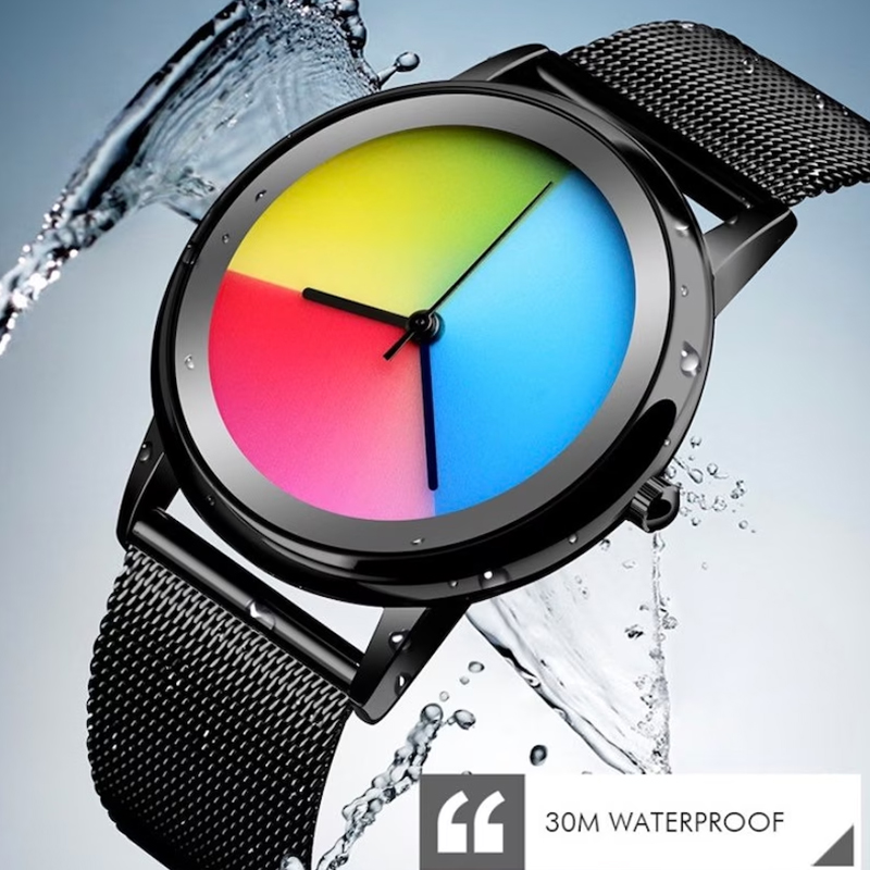 Unique Women Watches Simple Ultrathin Steel Lady Watch Casual Colorful Changing Dial Quartz Wriswatches Special