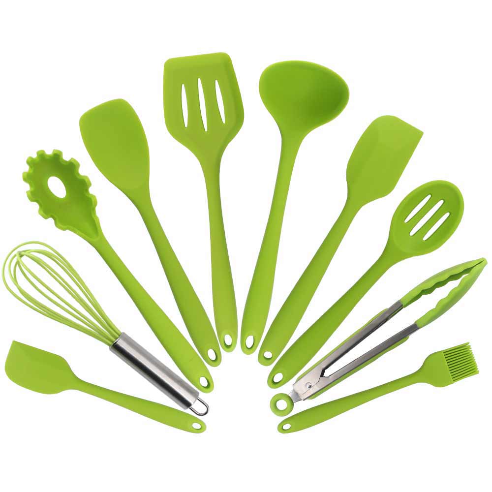 5/10 Pcs/Set Kitchen Cooking Utensil Set Heat Resistant Cooking Tools Non-Stick Nylon Spoon Spatula Baking Kits Accessories: 10 Pcs Green
