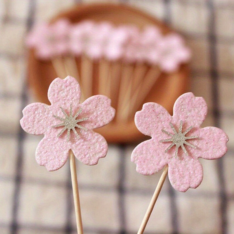 10 stuks kersenbloesems cupcake topper tandenstoker dessert toppers taart decoratie picks voor bruiloft verjaardag feestartikelen