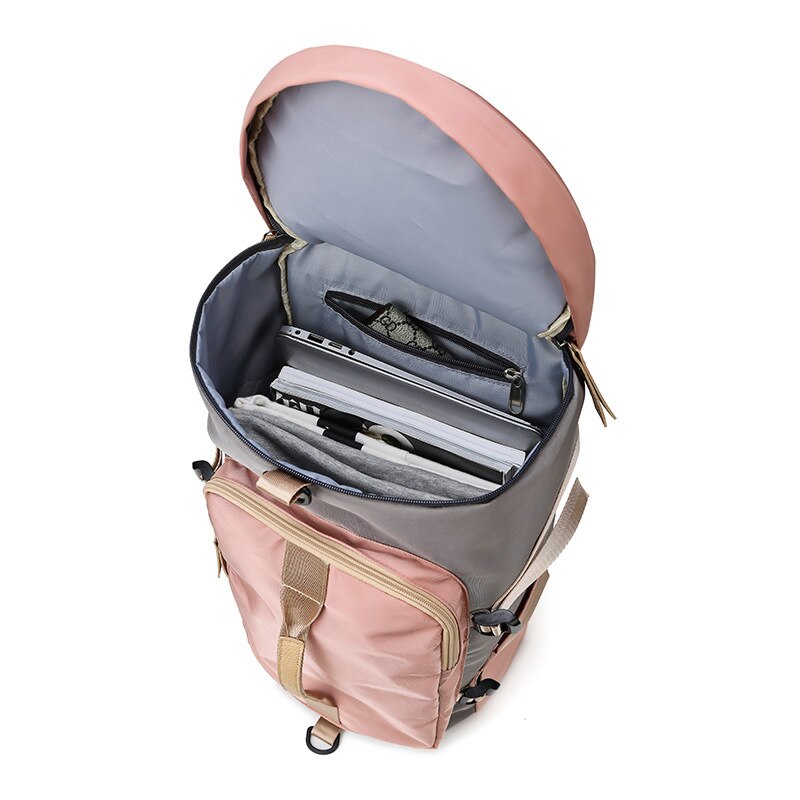 Women Backpack With Shoe Pouch Travel Bag Large Capacity Hand Duffle Bag Shoulder Strap Gym Bag Durable Unisex Luggage Bag