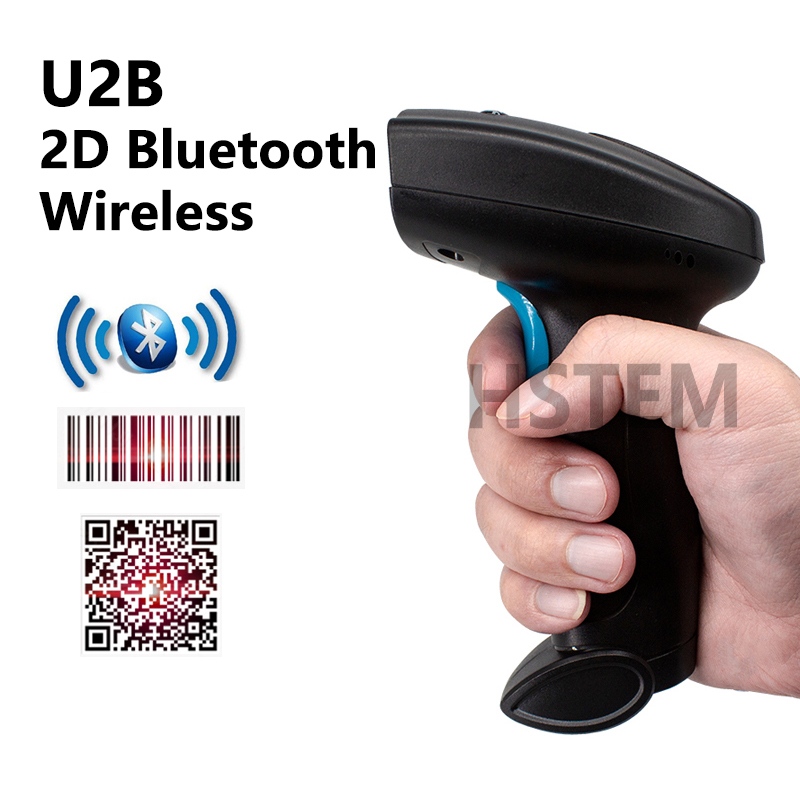 Handheld kabellos Barcode Scanner 2,4G 1D 2D Bluetooth verdrahtet Bar Code Leser Unterstützung QR Code PDF417 Daten Matrix Für supermarkt: Bluetooth 2D