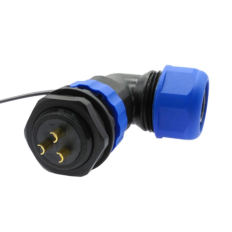Tubo corrugado SP20 IP68 conector impermeable 1/2/3/4/5/6/7/9/10/12/14Pin conectores angulares 90 grados codo brida enchufe