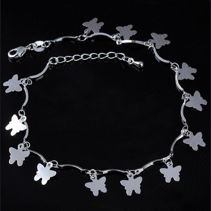 Silver Bohemian Anklet Beach Foot Jewelry Leg Chain Butterfly Dragonfly Anklets For Women Barefoot Sandals Ankle Bracelet feet: S03853