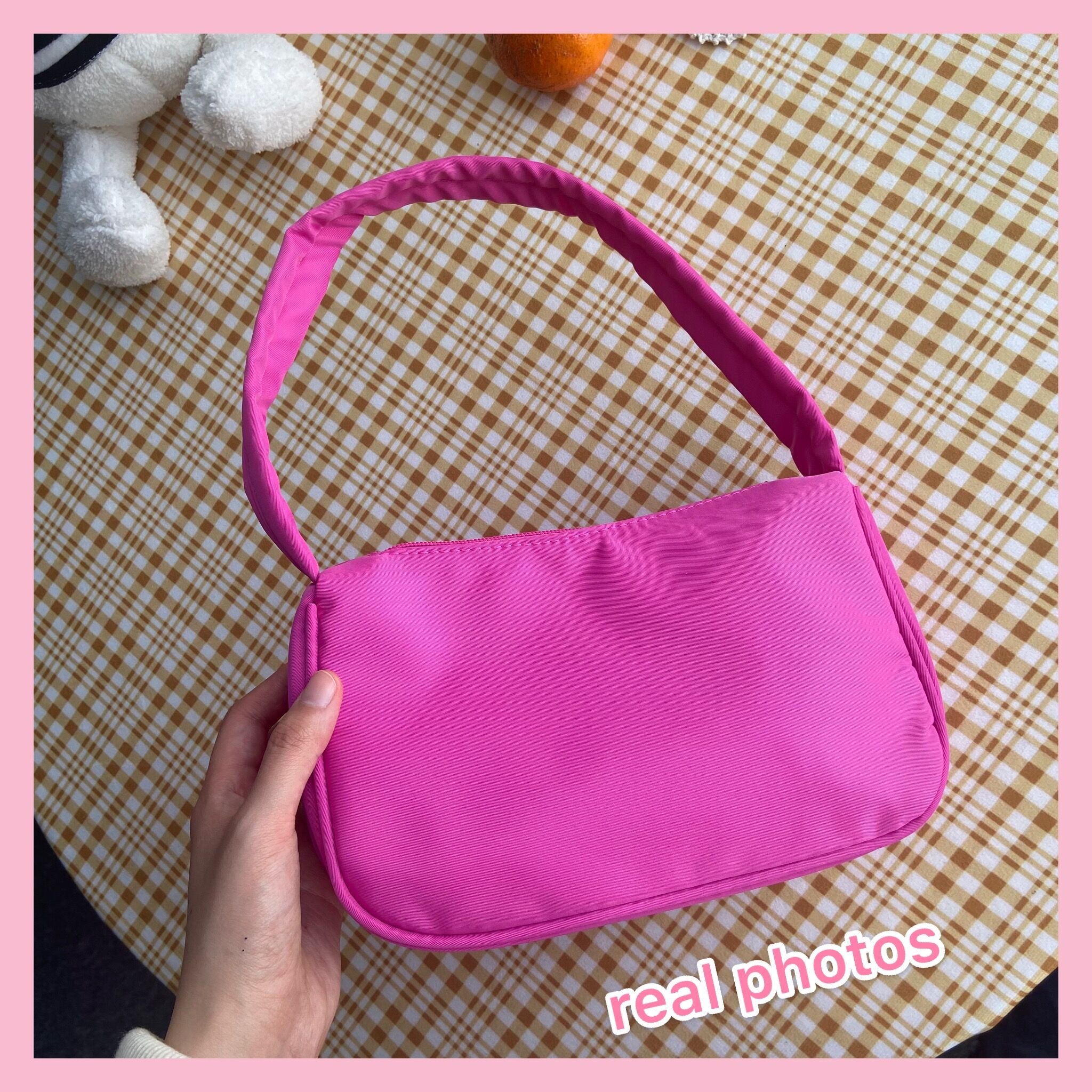 Retro Solid Color Women Armpit Shoulder Bag Simple Ladies Hobos Purse Baguette Handbags Girls Nylon Underarm Bags