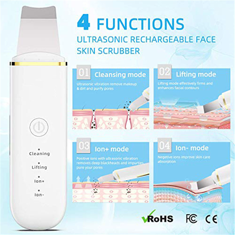Depurador de piel Facial, exfoliante Facial ultrasónico, limpiador de piel, herramienta de exfoliación Facial, masajeador de piel, espátula con carga USB: JD-377