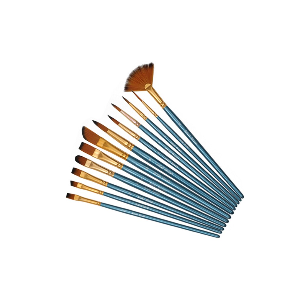 12 Stuks Nylon Haar Art Kwast Set Voor Pigment Aquarel Tekening (Rose Rood)