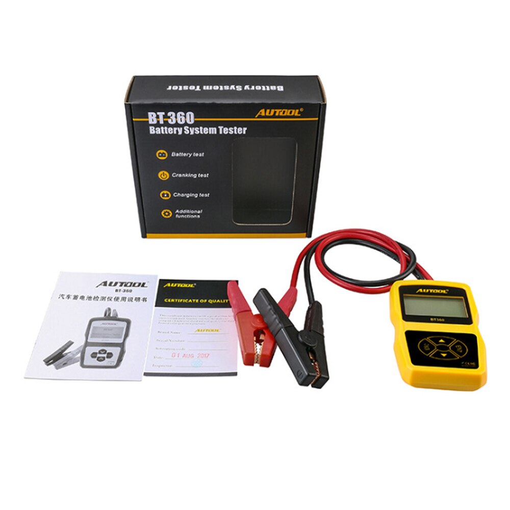 Autool BT360 12V Auto Batterij Tester Diagnostic Tester BT360 Automotive Tester Analyzer Voertuig Zwengelen Opladen Scanner Tool