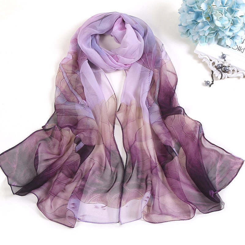 Madam Pretty Scarf Sunscreen Shawl Individuality Lotus Flower Georgette Thin Scarves: 2