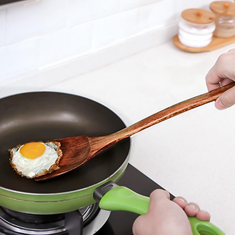 Lange houten kookrijstspatel, schep, keukengereedschap, antiaanbaklaag, handwok, schep, keukengereedschap