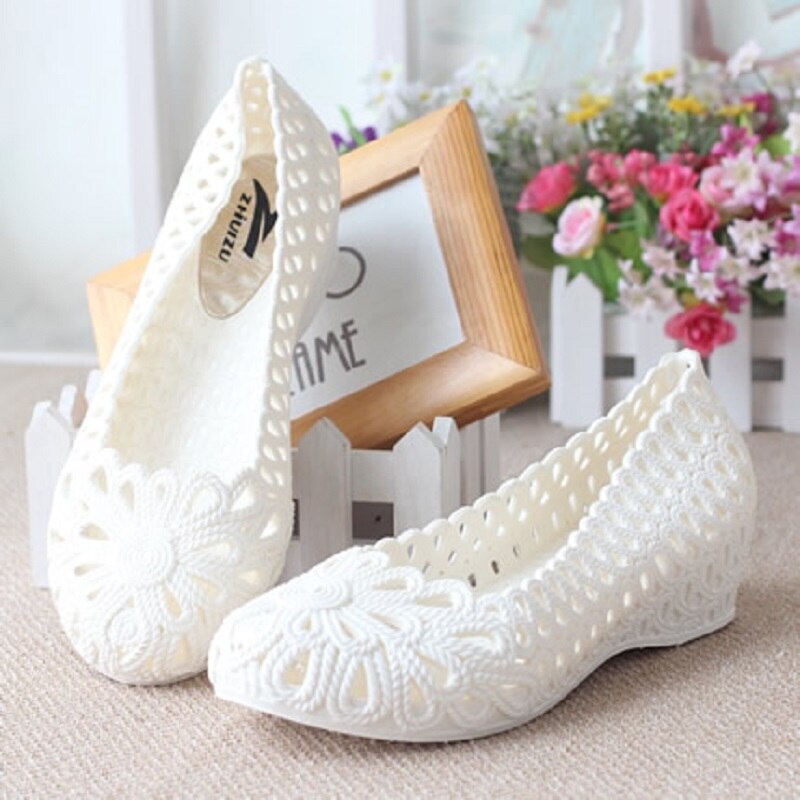 Sandalias de plástico con agujeros para mujer, zapatos de gelatina, para caminar, playa, 4h81 talla grande,