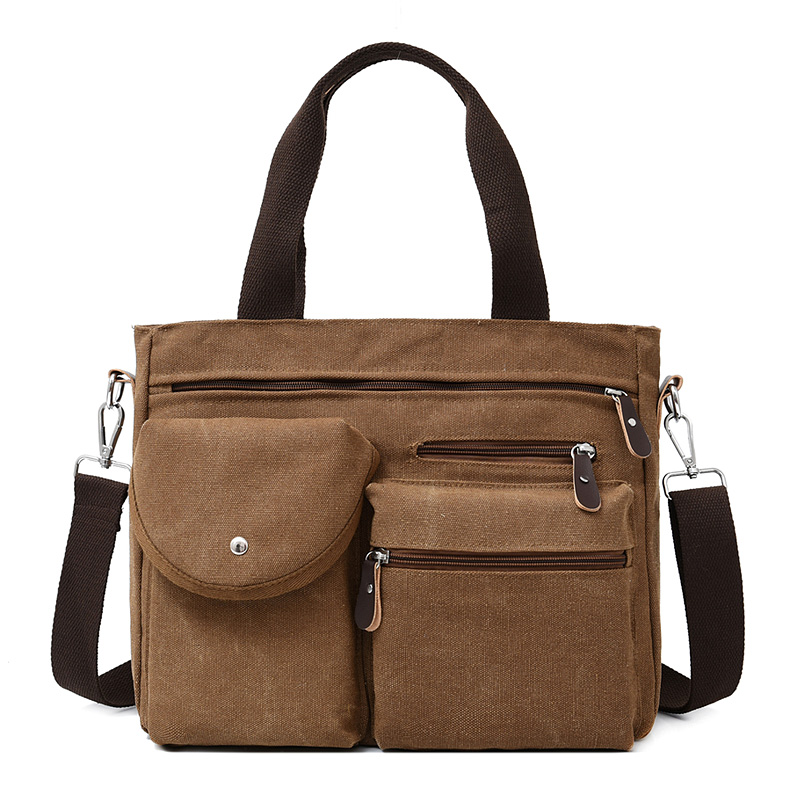 Sacs à main en toile pour voyage, sacoches à bandoulière, solides, haute capacité, unisexe, sac à dos multifonction décontracté: coffee