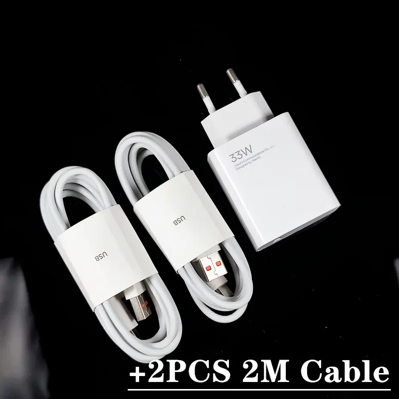 Original Xiaomi 33W Fast Charger EU Turbo Charge 2M 1.5M Type C Cable For Mi 10 9 10T Lite POCO X3 NFC Redmi K40 Note 9 10 Pro: UK