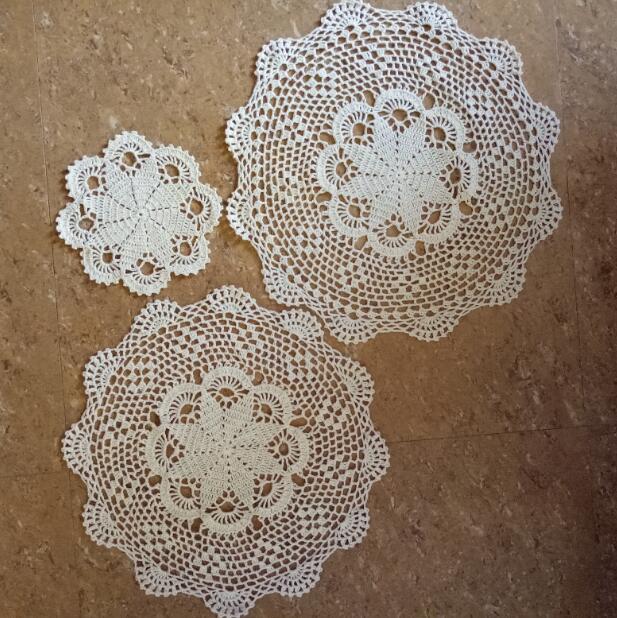 Tapete de ganchillo de encaje hecho a mano para mesa de café y algodón, tapete de tela, taza de té, posavasos, almohadilla de comedor de Navidad