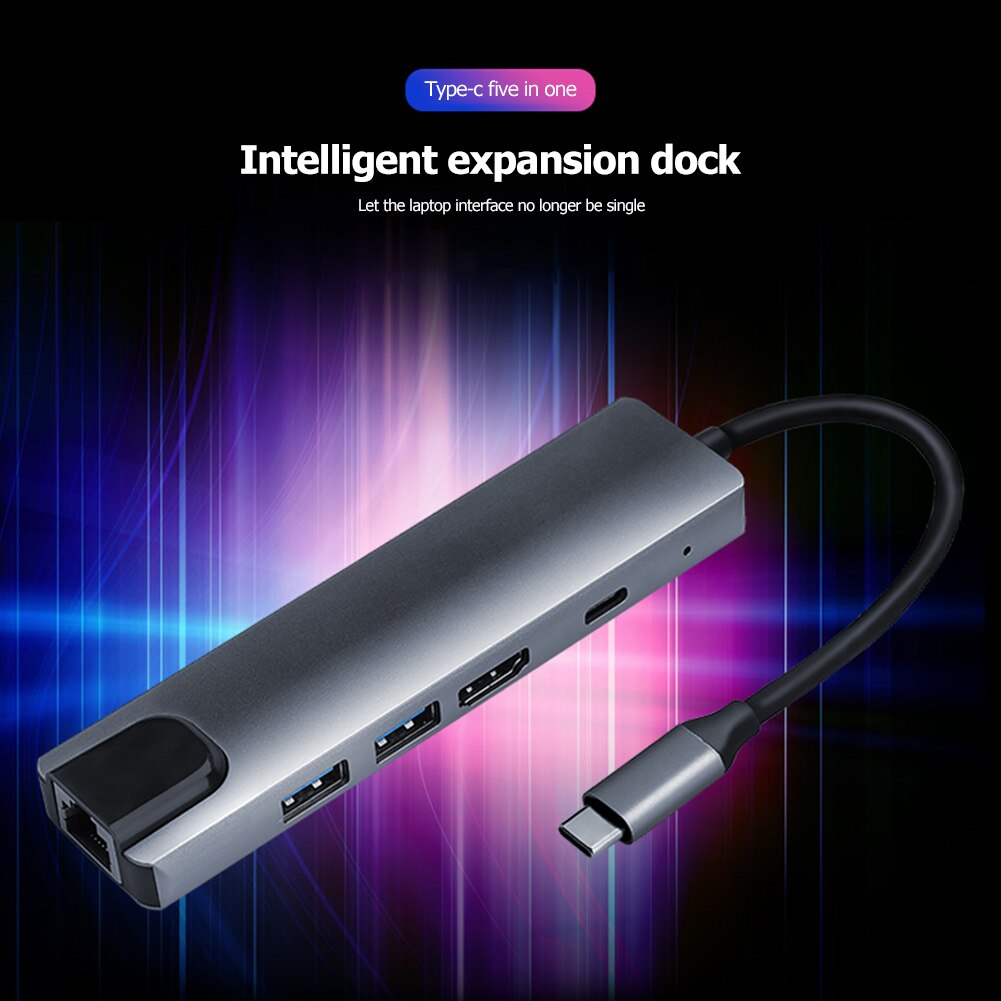 5 in 1 USB 3.1 HUB Adapter Type-C to HDMI-compatible USB2.0 USB3.0 PD Fast Charge Converter Notebook Accessories USB-C Hub