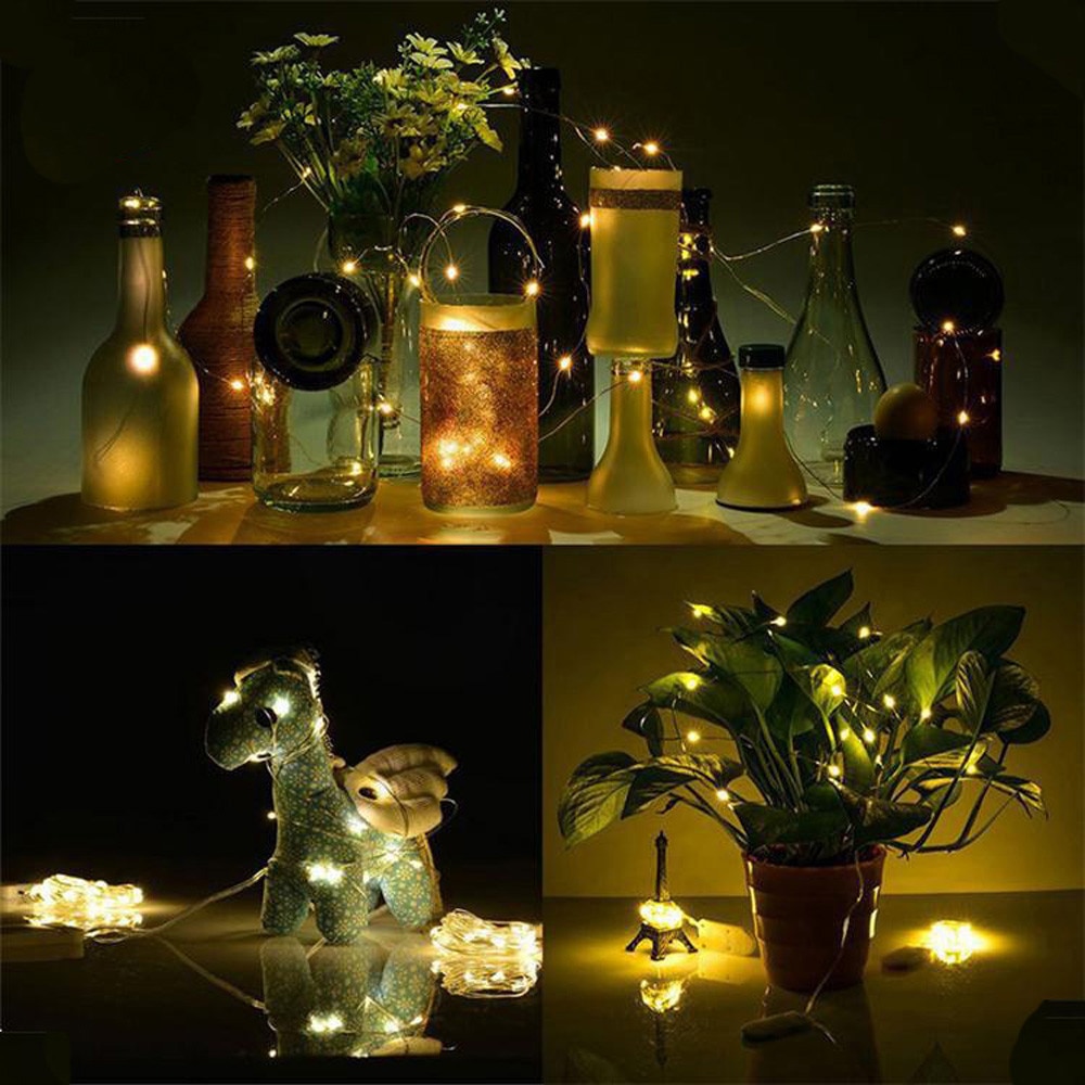 1m- strenget fe lys 10 led batteridrevet julelys fest bryllupslampe tilbehør flaske snor lampe #15