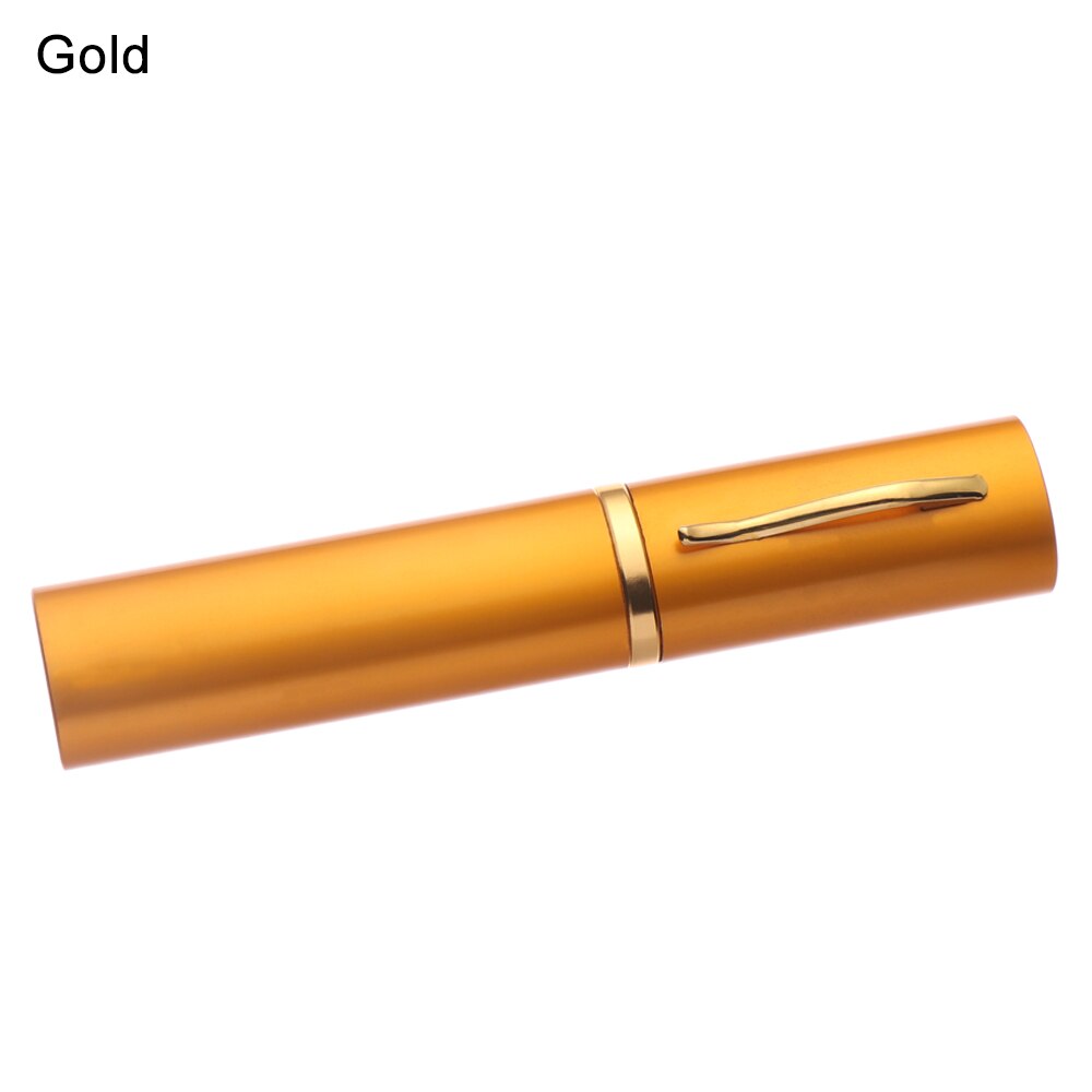 Kvinder mænd bærbare mini aluminiumoxid blyant briller boks metal mini bærbare læsebriller solbrille etui briller protecto: Guld b