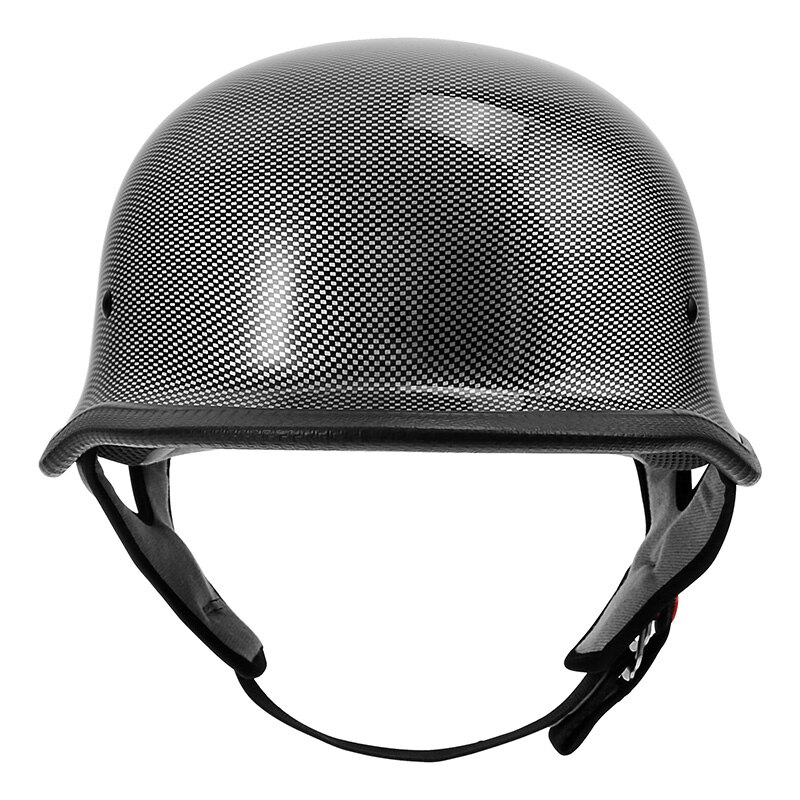 DOT Motor Motorcycle German Half Face Helmet For Chopper Cruiser Scooter Biker Matte Black: Style 4 Carbon Fiber / M