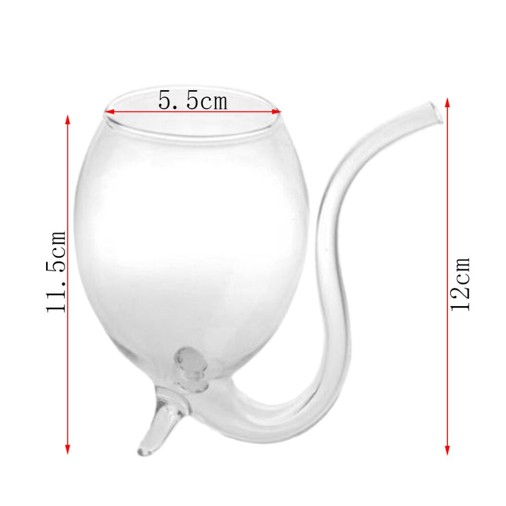 1pc 300ml Devil Red Wine Glass Transparent Cup Mug With Built in Drinking Tube Straw Water Cup for Home Bar Hotel