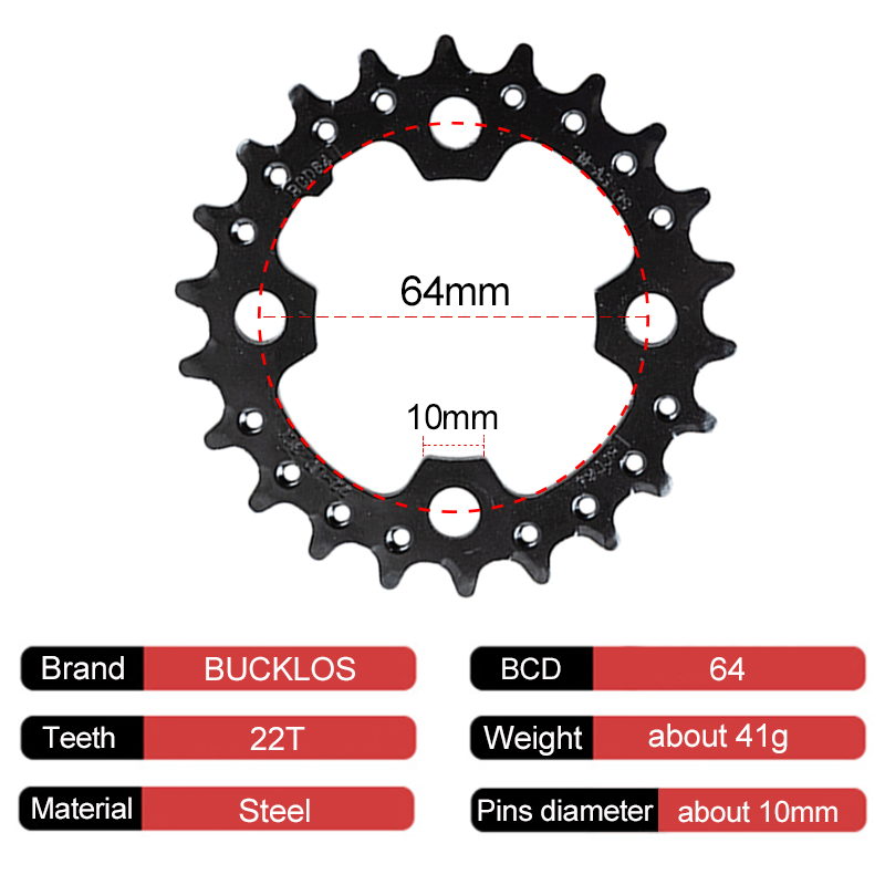 3*9 Speed Fiets Kettingblad 104/64BCD Fiets Chain Ring 22T 32T 44T Mtb Kettingwiel 27 Speed Fiets Ster Mtb Crankstel Deel: YELLOW