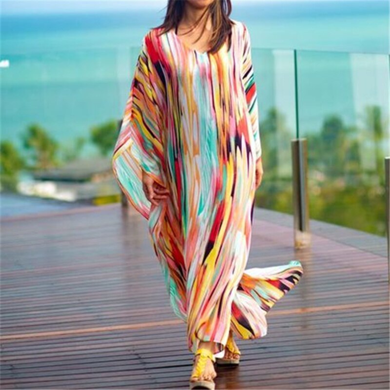 Oversized chiffon bikini cover-up strand cover-up voor vrouwen pareo strand tuniek badpak cover-ups zomer lange strandjurk  #q765