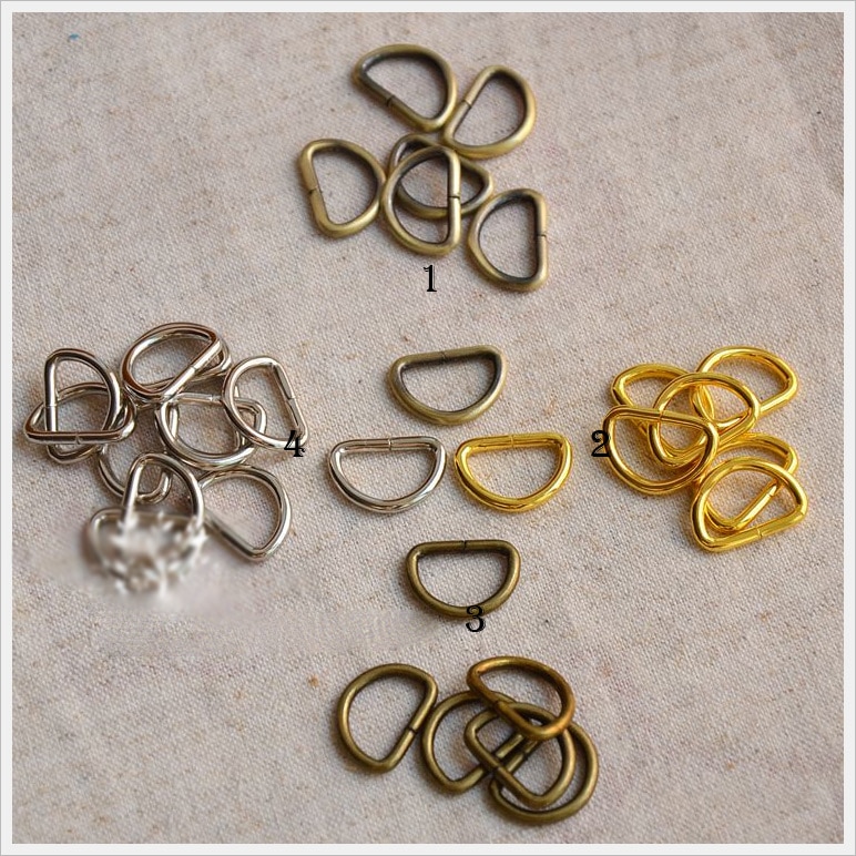 Vintage bronskleur metalen tas D ring gesp tas hardware accessoires 100 stks/partij 1.2 cm
