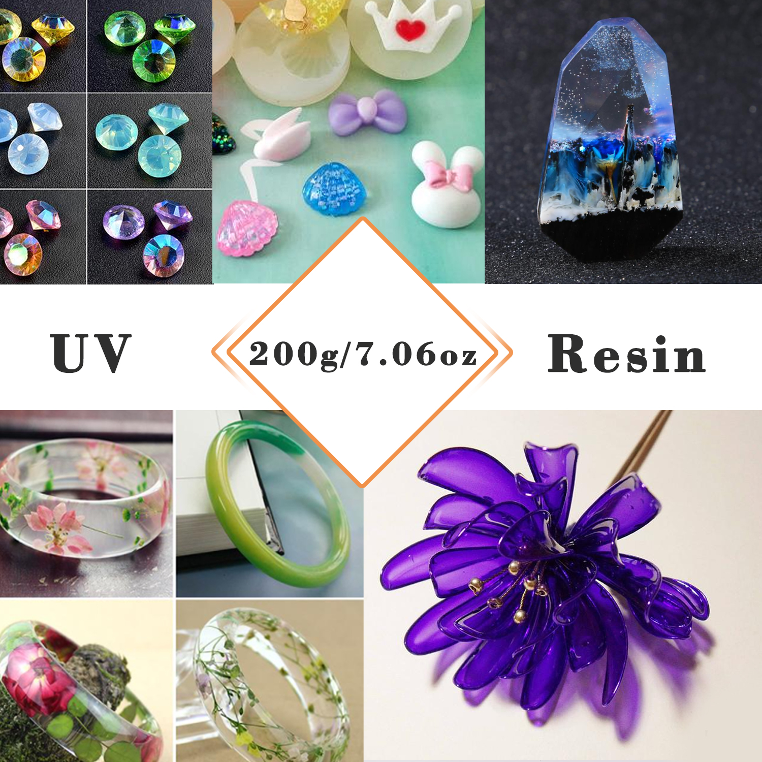 100g/200g UV Harz Kleber Uv-härtende Solar- Heilung Sonnenlicht Aktiviert Harte DIY Schnell Trocknend Nicht-giftig Für Schmuck Harz Gel