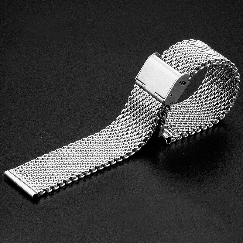Fine Mesh Watch Band Stainless Steel Milanese Strap Mesh Wristband 1.0 Wire Buckle Strap Watch Accessories 18mm 20mm 22mm 24mm: Silver / 24mm