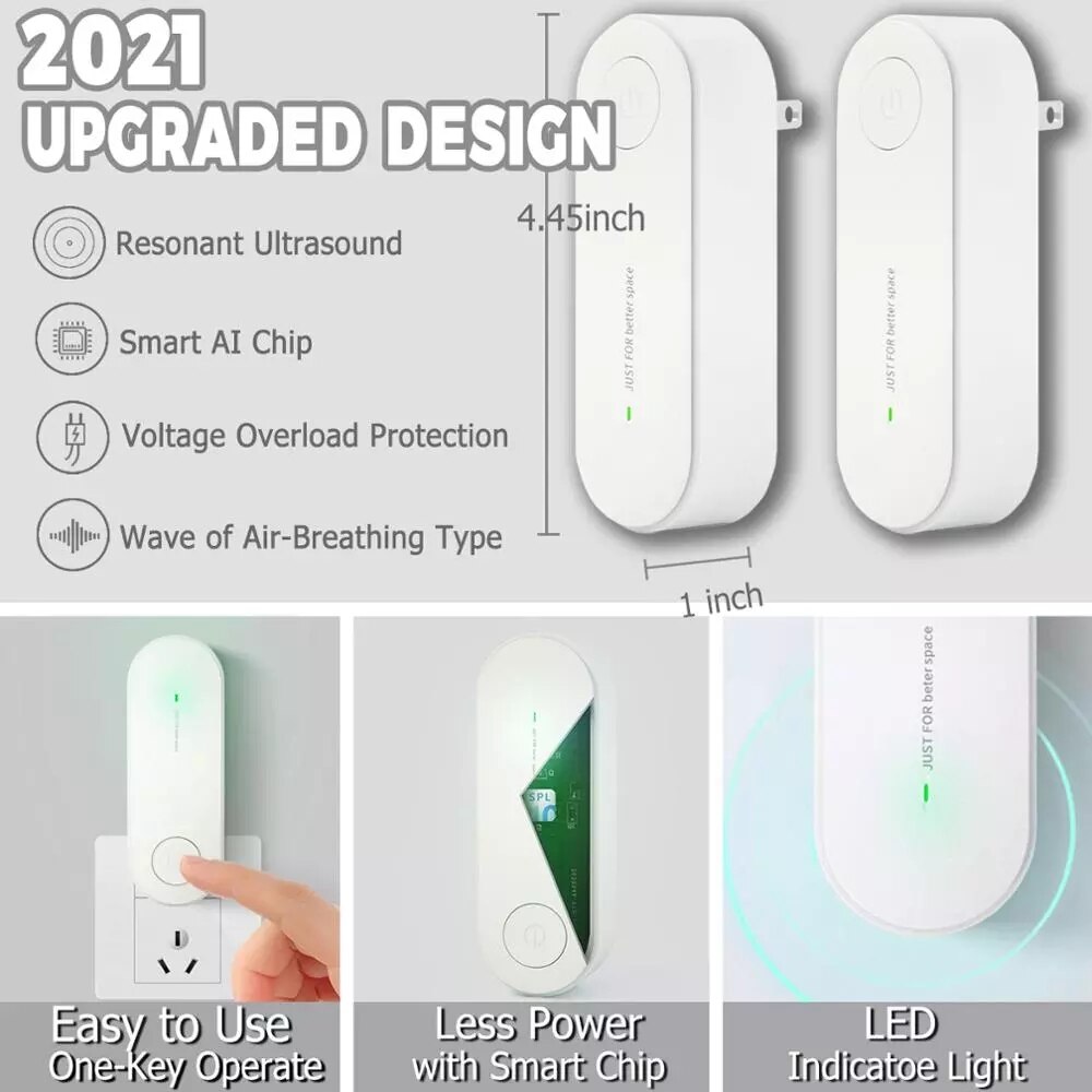 Xiaomi mijia repelente de insetos ultra-sônico repelente de mosquito eletrônico ratos aranha barata inseticida controle de pragas 2 pacote