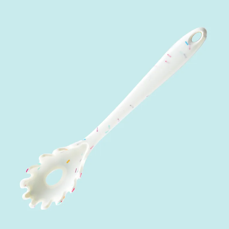 Color Dot Silicone Kitchenware Long Handle Soup Spoon Colander Frying Spatula Egg Beater Household Baking Cooking Tools