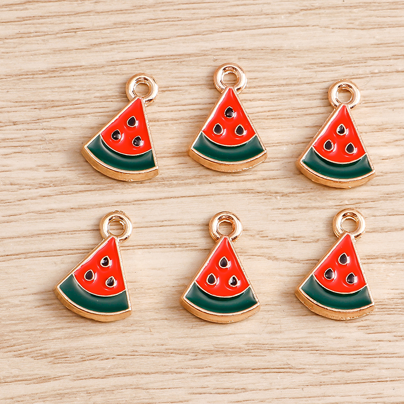 10 pçs/lote Esmalte Encantos para Brincos Pingentes Colares Fruta Morango Abacaxi Banana Laranja Encantos Artesanais Fazer Jóias: Chapeado em Cobre Antigo