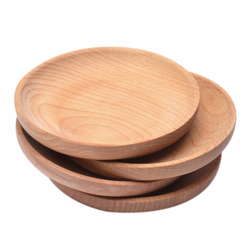 Nuevos y creativos platos redondos de madera para Tartas, bandeja de servicio de postre para casa/Hotel/Escuela, plato de madera para Sushi, vajilla de