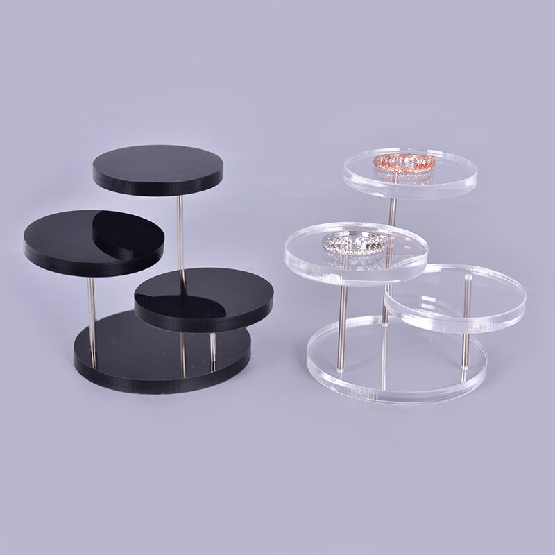 3 Lagen Ronde Acryl Sieraden Display Standaard Ketting Oorbel Ring Show Rack