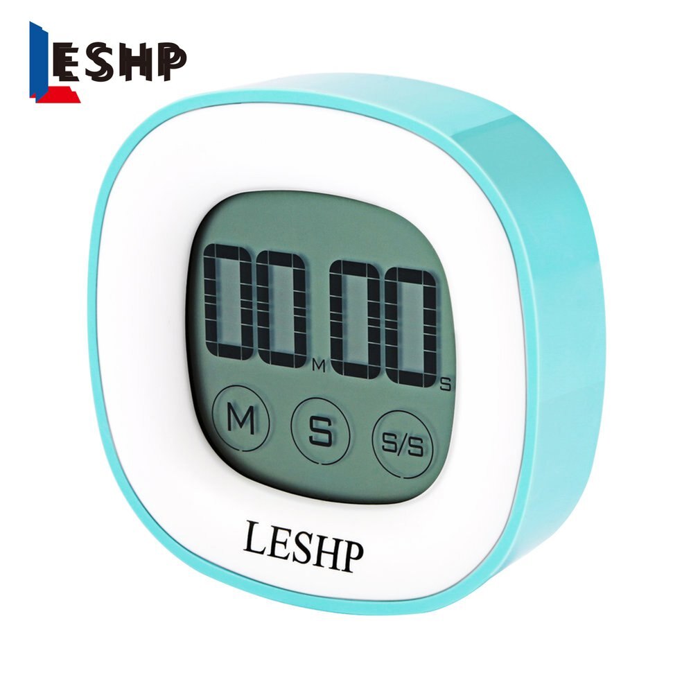 Square Touchable LCD Digital Screen LED Backlight 4 Digits Display Digital Magnetic Back Kitchen Timer Countdown Timer: blue