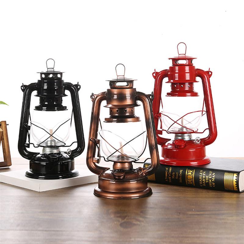 Lámpara de queroseno clásica Vintage nostálgica, farol Retro de parafina, luz de emergencia salvaje para campo de 24,5 cm de altura, 1 ud.
