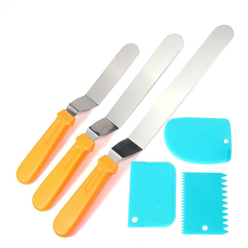 Professionele Rvs Cake Decorating Spatels, Icing Spatel set, bakken Tools (4 "-6"-8 "Blade): Oranje