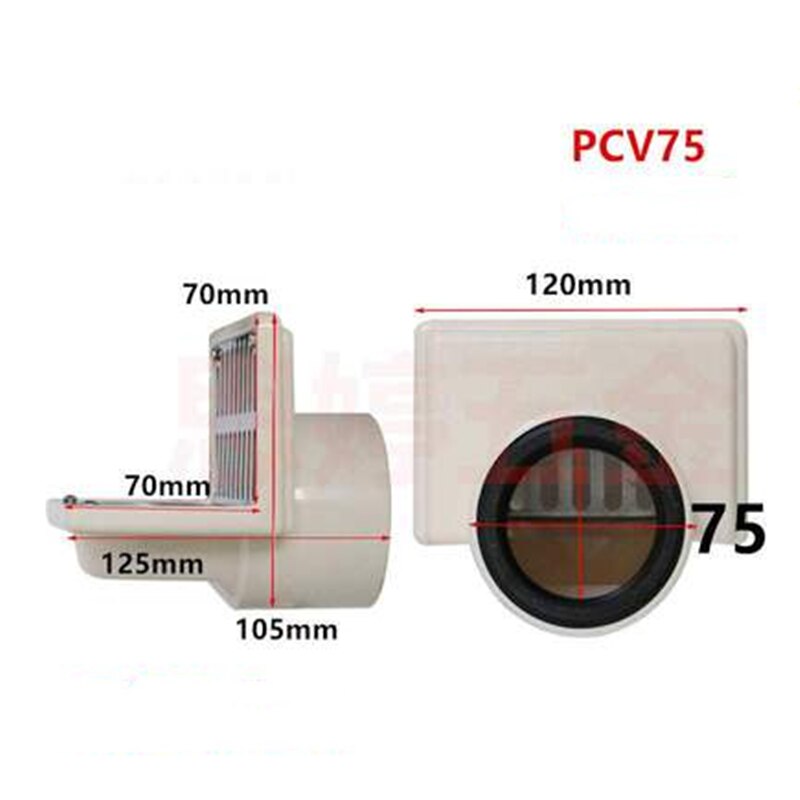 304 Stainless Steel Wall Side Row Dual-purpose Floor Drain PVC75 PVC56 PVC50 PVC40Tube Balcony Wall Corner Floor Drain: PVC75