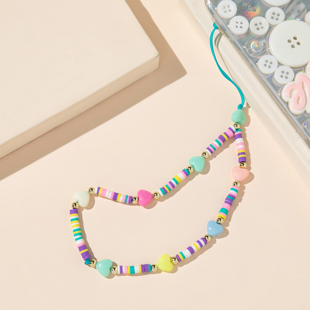 Correa para teléfono móvil, cadena de cuentas de silicona, colgante de flor, cadena de cuentas de cerámica suave para funda de teléfono móvil, cordón colgante, collar