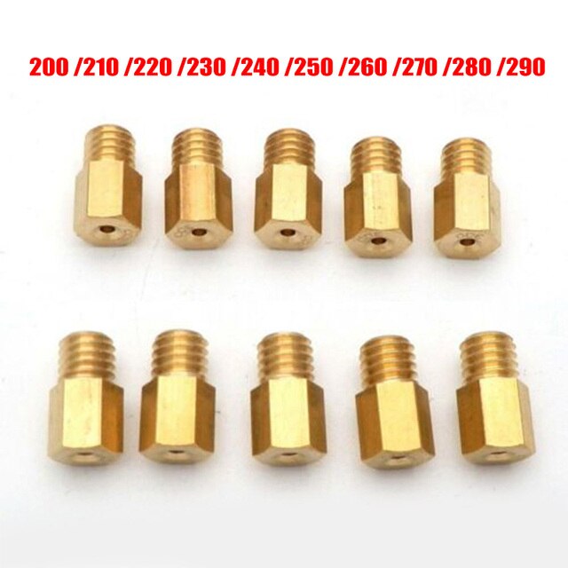 Jets principales de carburador de estilo hexagonal, 10 piezas, apto para MIKUNI VM TM TMX 18/20/22/24/26/28 200 220 230 240 250 270 280 290: Default Title