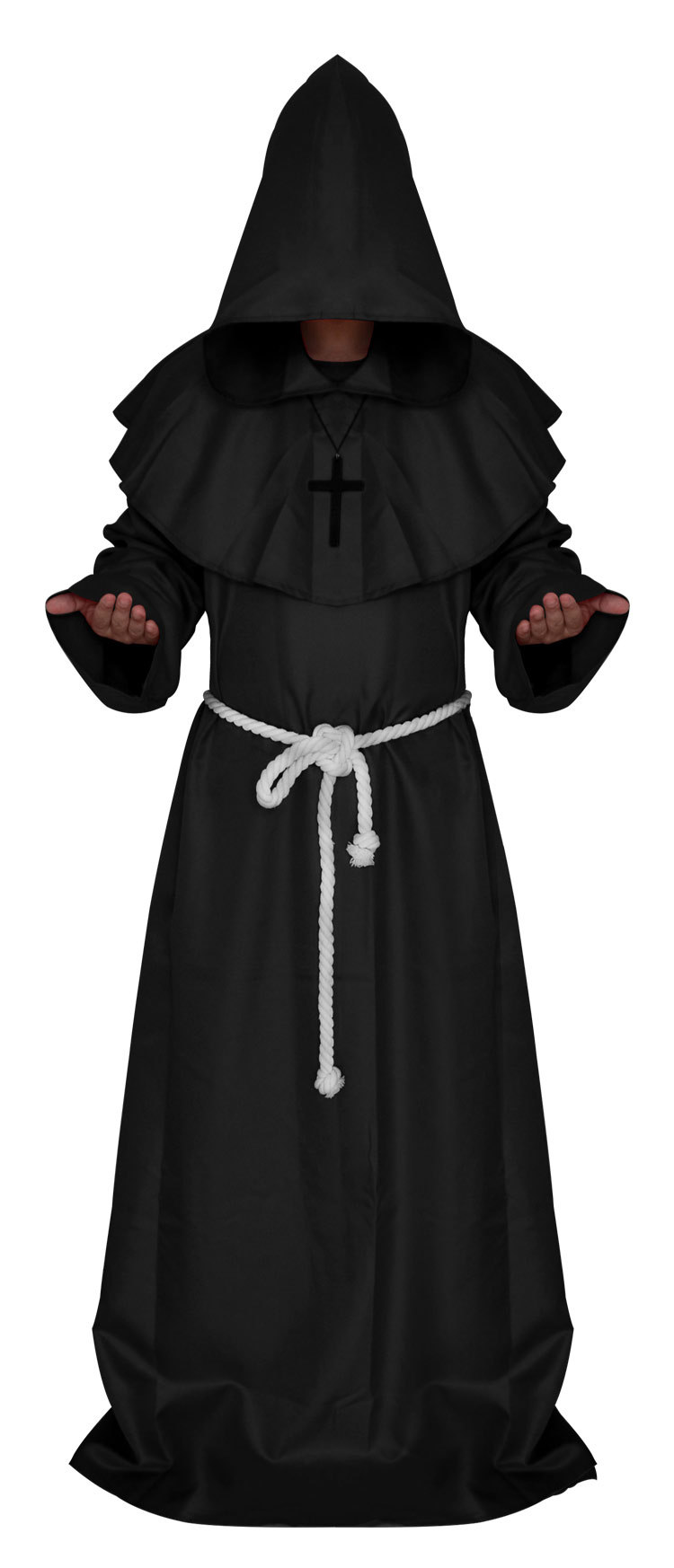 Costume cosplay di Halloween Abito da prete medievale Monaco Sacerdote Mantello da mago Set di maschere da medico della peste Accessori da palcoscenico Puntelli per feste: L / verde chiaro
