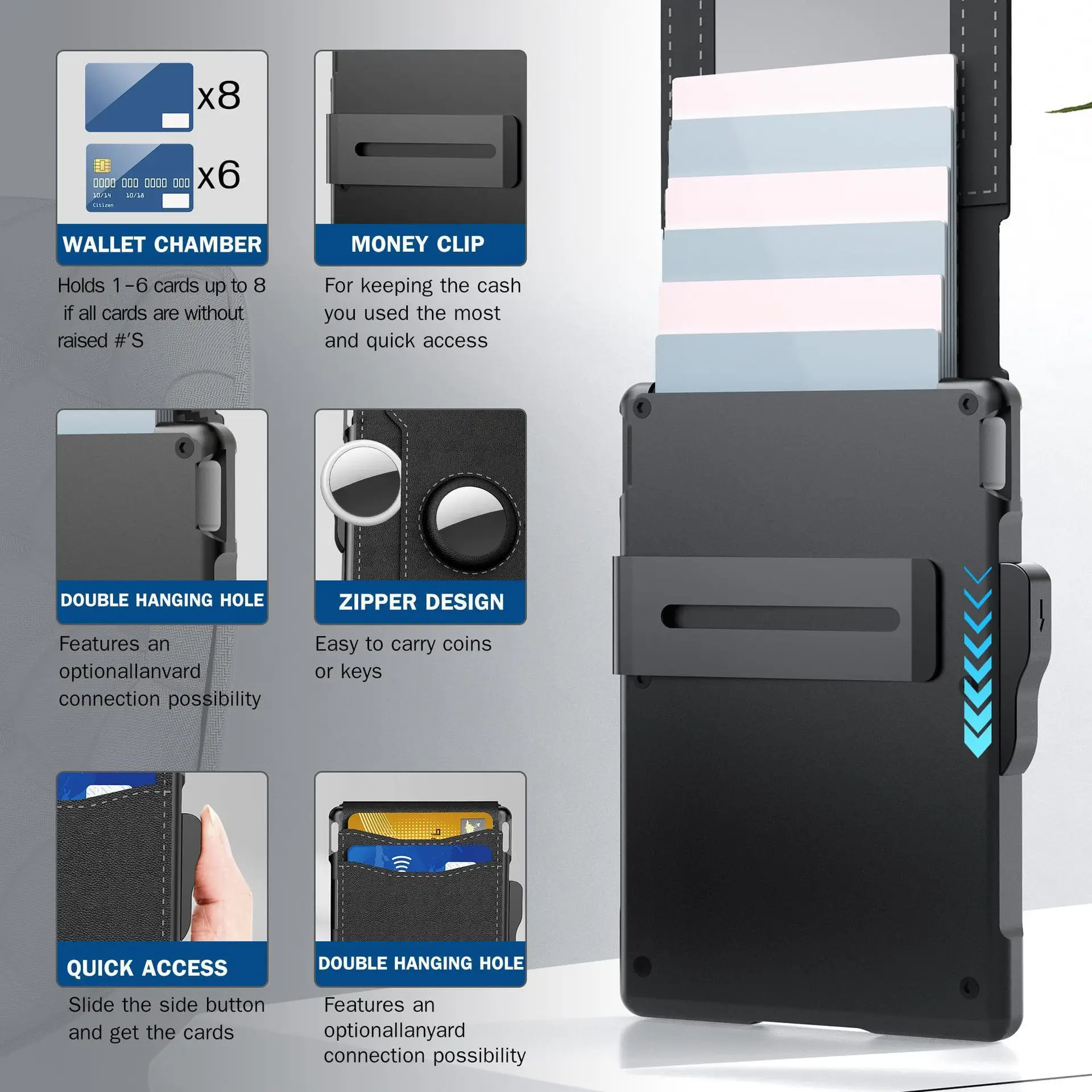 Rfid Anti-Diefstal Swipe Metalen Kaartdoos En Kaarttas Heren Portemonnee Geïntegreerde Magnetische Kaarthouder Heren High-End Anti-Diefstal Portemonnee