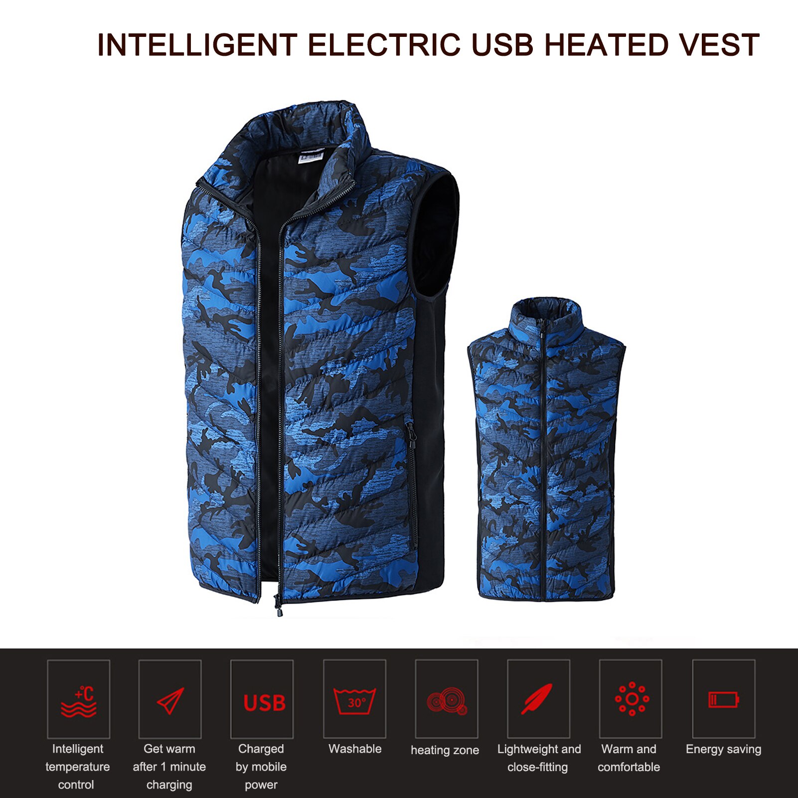 Warme heren winter usb infrarood verwarming vest flexibele elektrische thermische vest vis wandelen outdoor jassen fietsen motorfiets