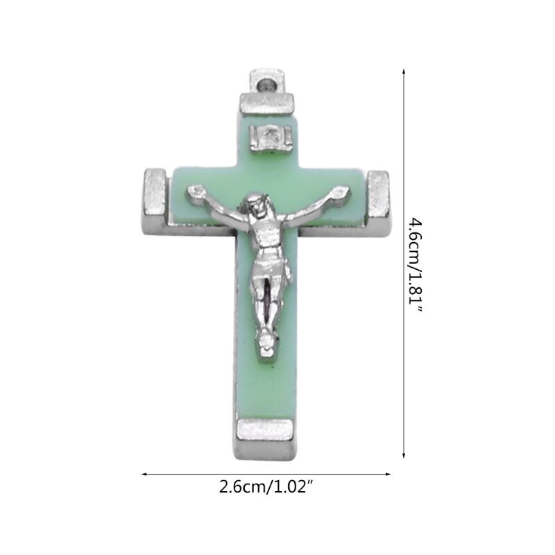 5x Metalen Christus Jezus Kruis Lichtgevende Glow In The Dark Hanger Kruisbeeld Ornamenten J78C